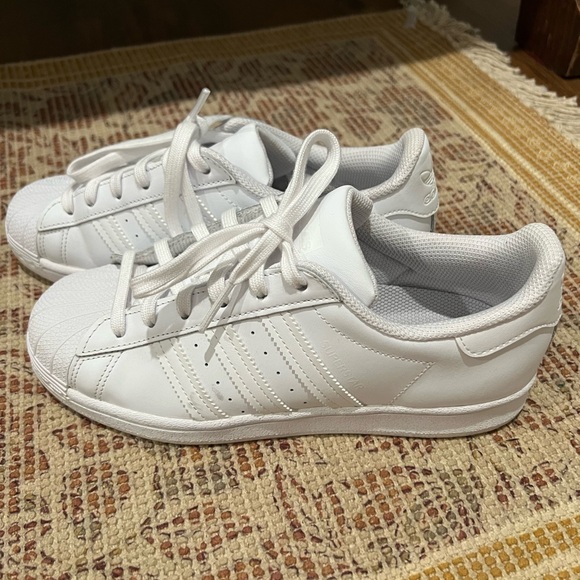 Adidas all white sneakers size 7.5. Worn once. - Picture 1 of 6